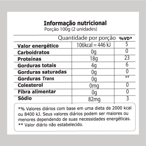 Tabela nutricionais resfriado figado